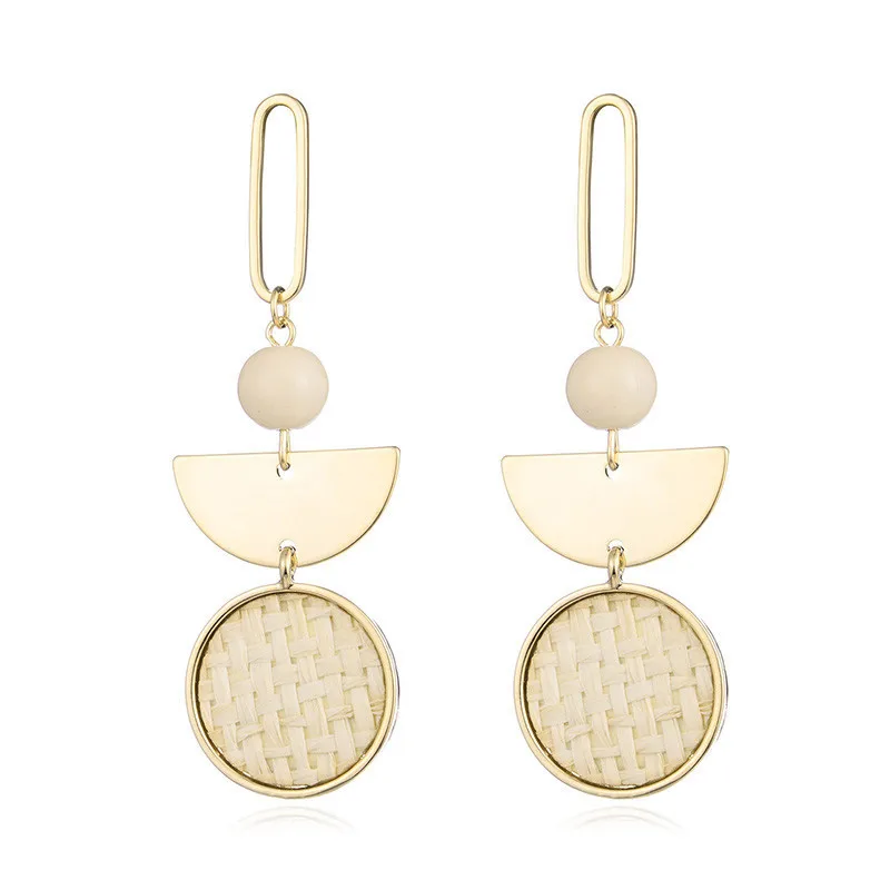 

Gold Color Geometry Round Pandent Drop Earring Metal Hanging Earrings Fashion Simple Jewelry Charms Pendientes