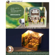 Для домашнего миниатюрного DIY кукла зеленый тройник дом W/светильник чехол украшение