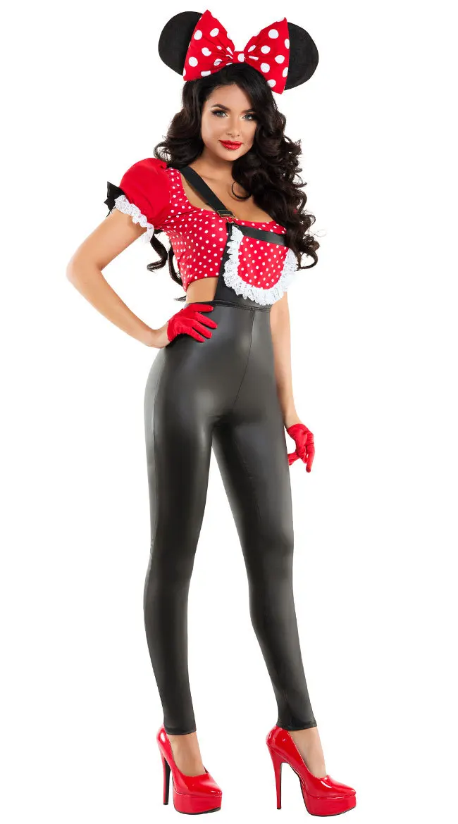 

Sexy Mickey Mouse Erotic Clothing Cute Girls Tight Bodysuit Halloween Party Minnie Cosplay Uniform Nightclub DS Show