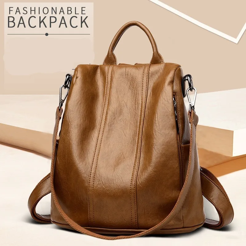 

Casual Female Leather Backpacks for School Ladies Bagpack School Bags For Girls Travel Large Capacity Back Pack Sac A Dos