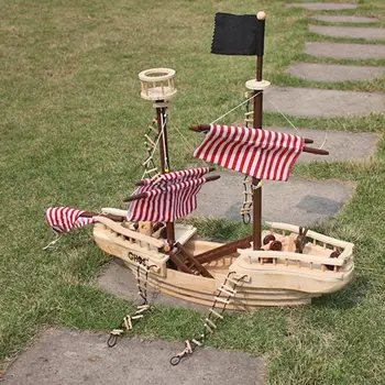 

Large Wooden Pirate Ship Toy For Kids Multicolor Woodcraft Construction Kit Ship Wooden Model Puzzle Educational Toy