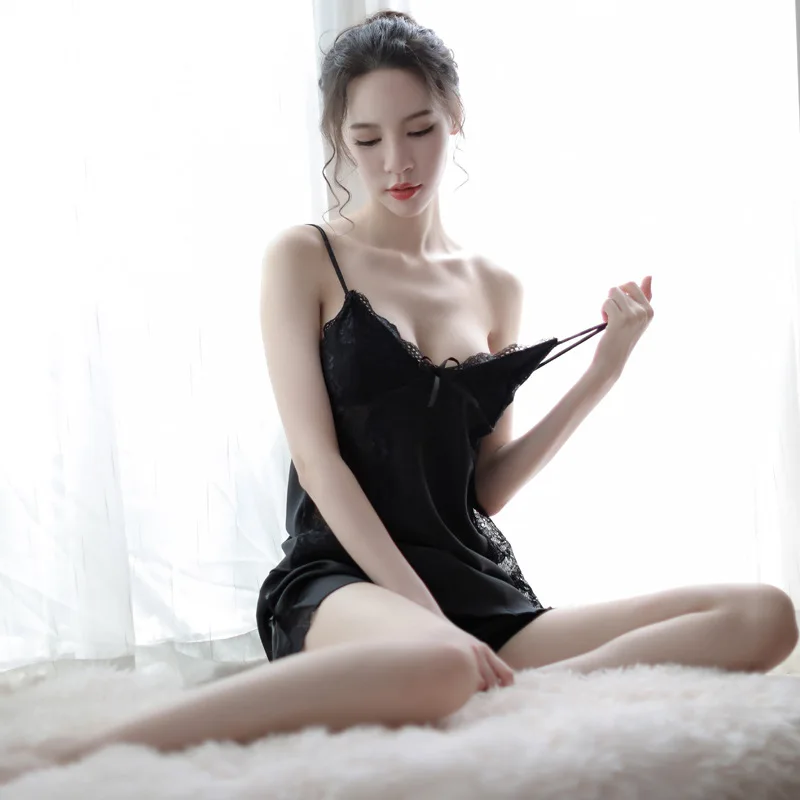 

New Pajama Sets For Women Sexy Harness V-neck Lace Lingerie Nightwear Sling Tops + Short Pants Pyjamas Suits Female Sleepwear