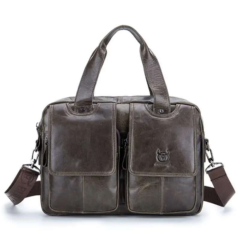 

BULLCAPTAIN Men Genuine Leather Bag Business Computer Laptop Bags Fashion Cowhide Male Commercial Briefcase Messenger Shoulder