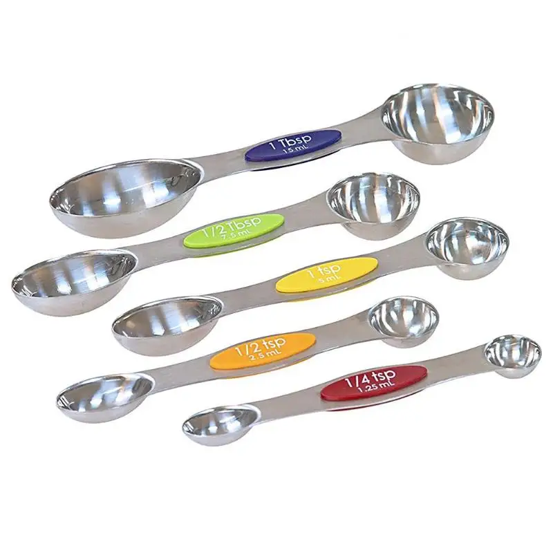 

5pcs/set Stainless Steel Double Head Magnetic Measuring Spoons Seasoning Scoop Baking Scale Kitchen Tool Seasoning spoon