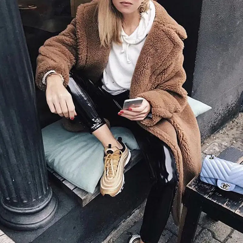 Женская Длинная ветровка с медвежонком свободное толстое пальто в стиле High Street