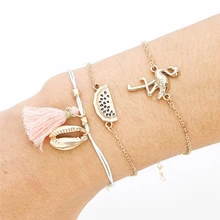 Хит, женский ювелирный браслет, оболочка, арбуз, фламинго, pulseira feminina, 3 шт./набор, браслет, ювелирные аксессуары, подарочные товары PB003