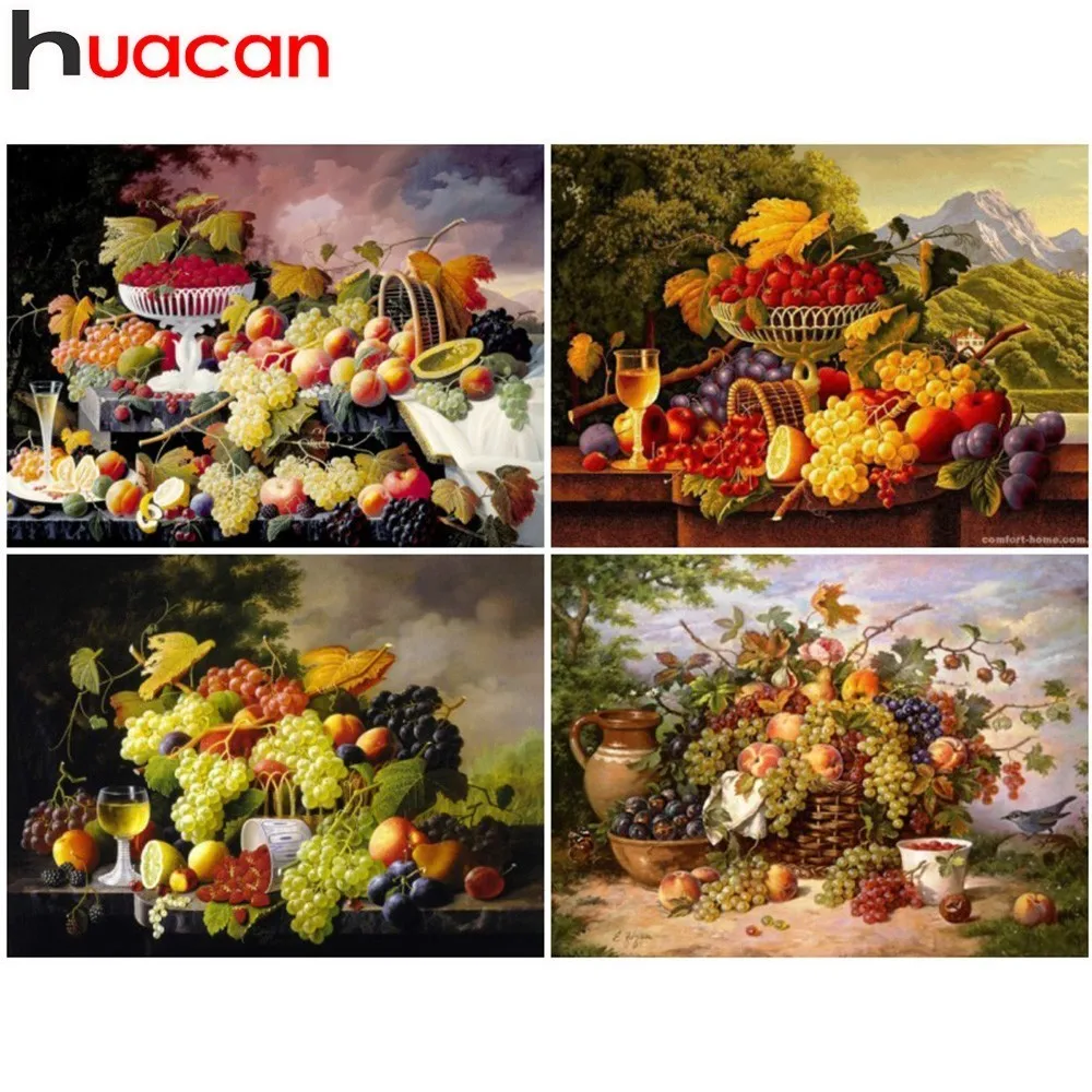 

HUACAN 5D DIY Diamond Embroidery Fruits Diamond Painting Flowers Full Square Mosaic Picture Of Rhinestone Christmas Gift