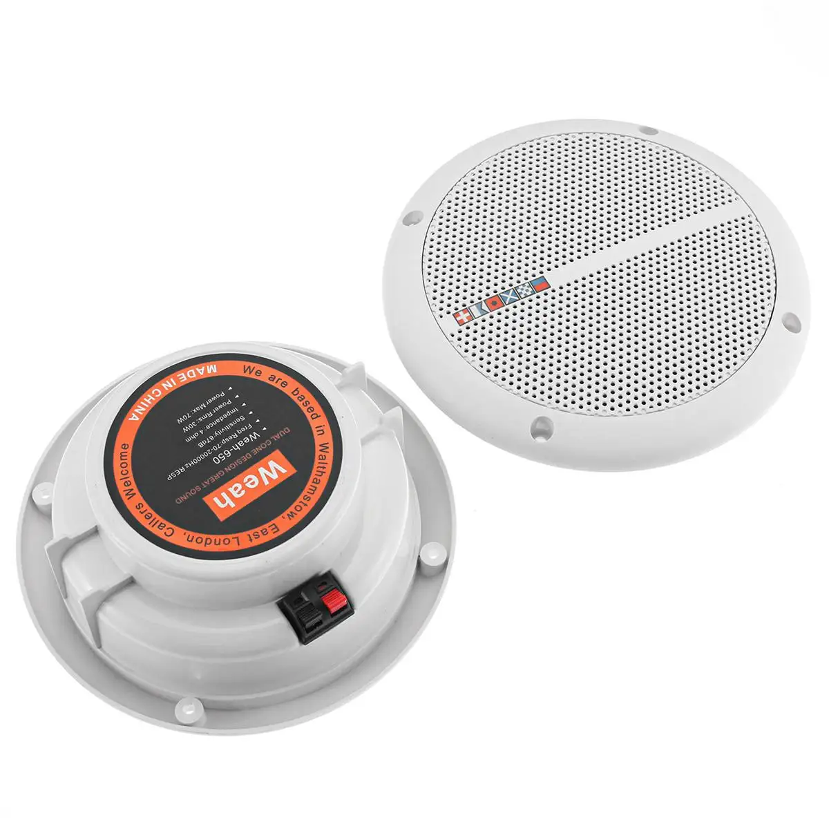 2x 70W Waterproof Ceiling Speaker Syatems 2-Way Flush Mount Home Theater Loundspeaker Amplifier In-Wall/Boat/Car/Marine