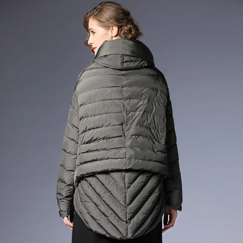 eam Plissé Côté Manteau Le156 rembourré Unique Black Manches Longues Spliced À Femme Gris Printemps gray Col 2019 Stand Poitrine Noir Coton Fvqx16nFS