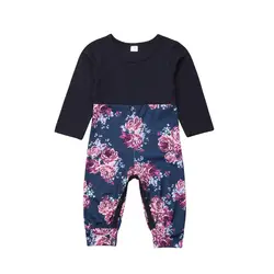 FOCUSNORM/Новинка; Модная одежда для новорожденных девочек; Детский комбинезон с длинными рукавами и цветочным принтом; комбинезоны