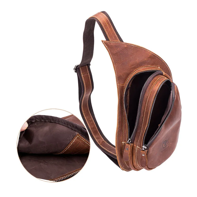 

Bullcaptain Leather Crossbody Bag For Men Messenger Genuine Leather Chest Bag Casual Shoulder Strap Pack