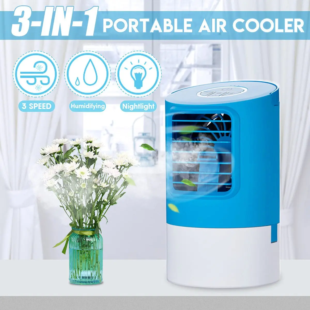 

18W Mini Portable Air Conditioner Humidifier Cooler Desktops Household Air Cooling Cooler Fan LED Night Light for Office Home