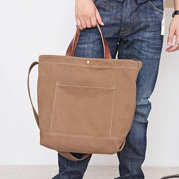 

Simple Handbags Men Large Canvas Tote Khaki Crossbody Bags For Male Multi-functional Casual Laptop Business Retro Messenger Bag