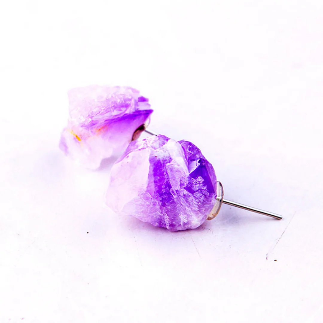 

Vintage Style Silver Earrings With Stones for Women Irregular Purple Crystal Ear Stud Earings Brincos Shellhard Fashion Jewelry