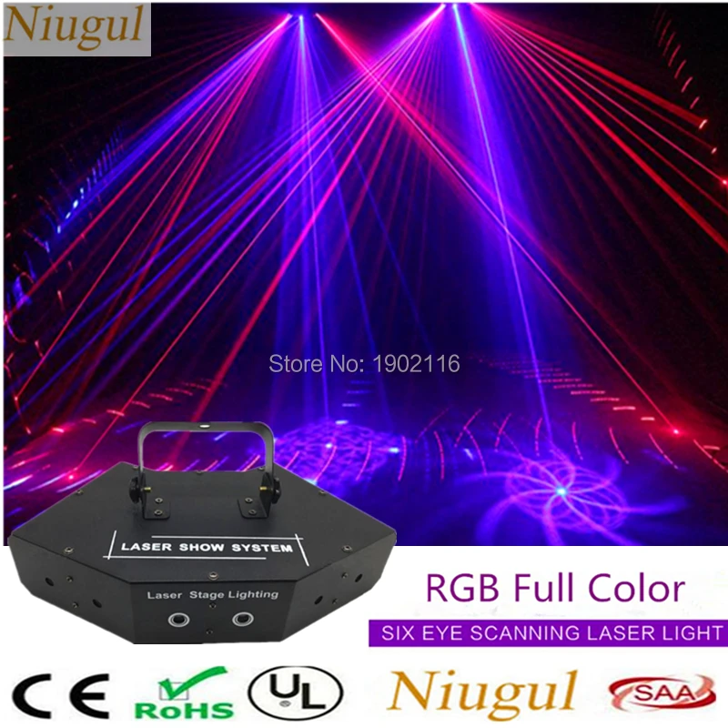 

6 Lens RGB Scan Laser /Lines Beam+Patterns Scanner /DJ Dance Bar Home Party Disco Effect Laser Stage Lighting /Laser Show System