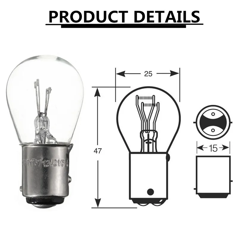 Горячие 10 шт 380 BAY15D 1157 21/5 W натуральный белый Стекло с двойной нитью накала теплый белый автомобиль DRL стоп-сигналы галогенная лампа DC 12 V