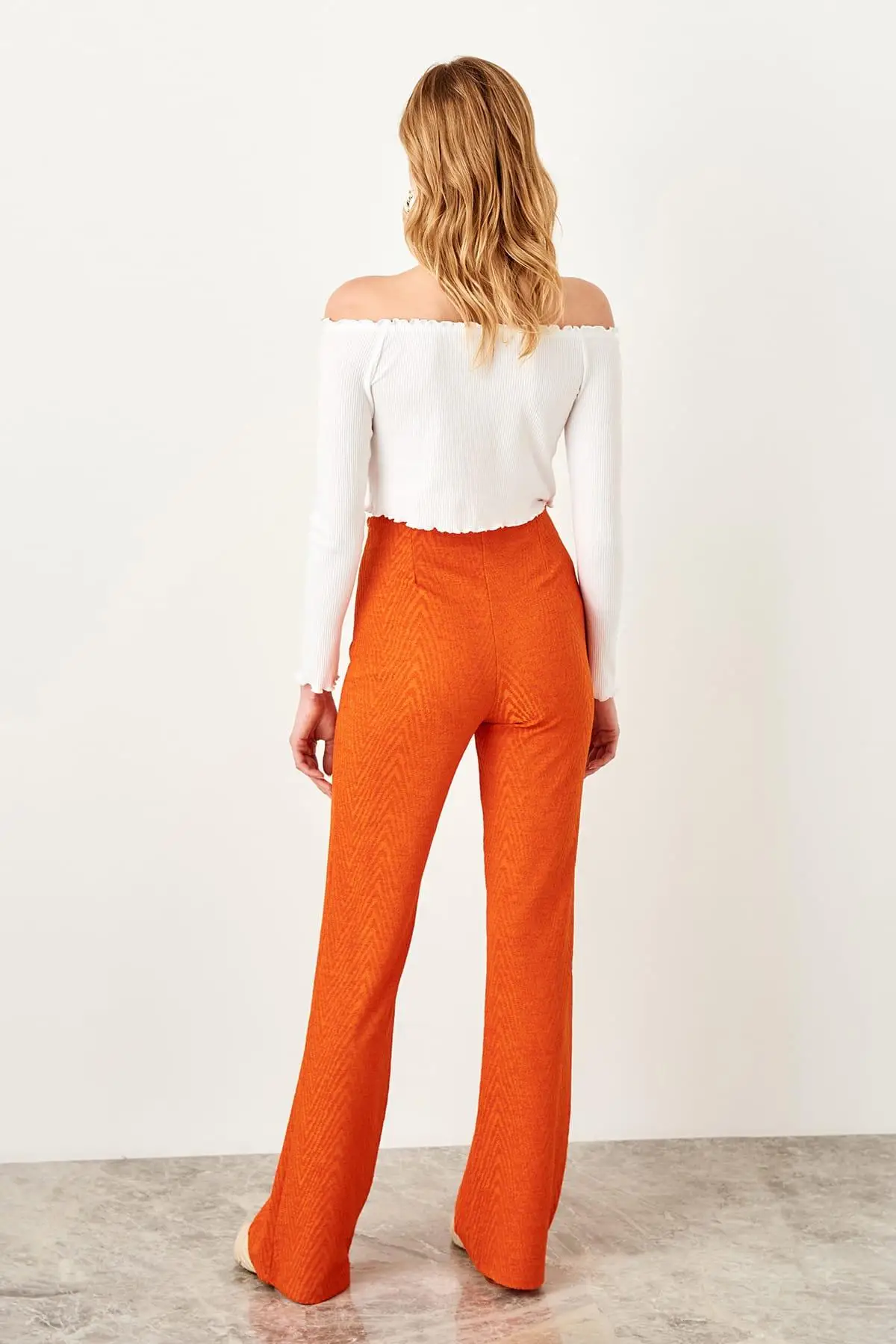 Trendyol оранжевые блики расклешенные Örme брюки TWOSS19XM0123|Брюки |