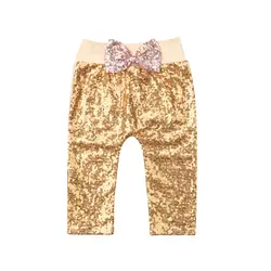 2018 Брендовое повседневное детское платье с бантом, штаны с блестками золотого и желтого цвета, длинные штаны, леггинсы, милые брюки, от 0 до 24
