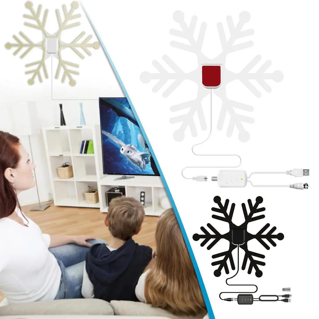 Внутренняя длинная HDTV цифровая Снежинка телевизионная антенна F Male 25 дб USB 45 ~ 85 5В