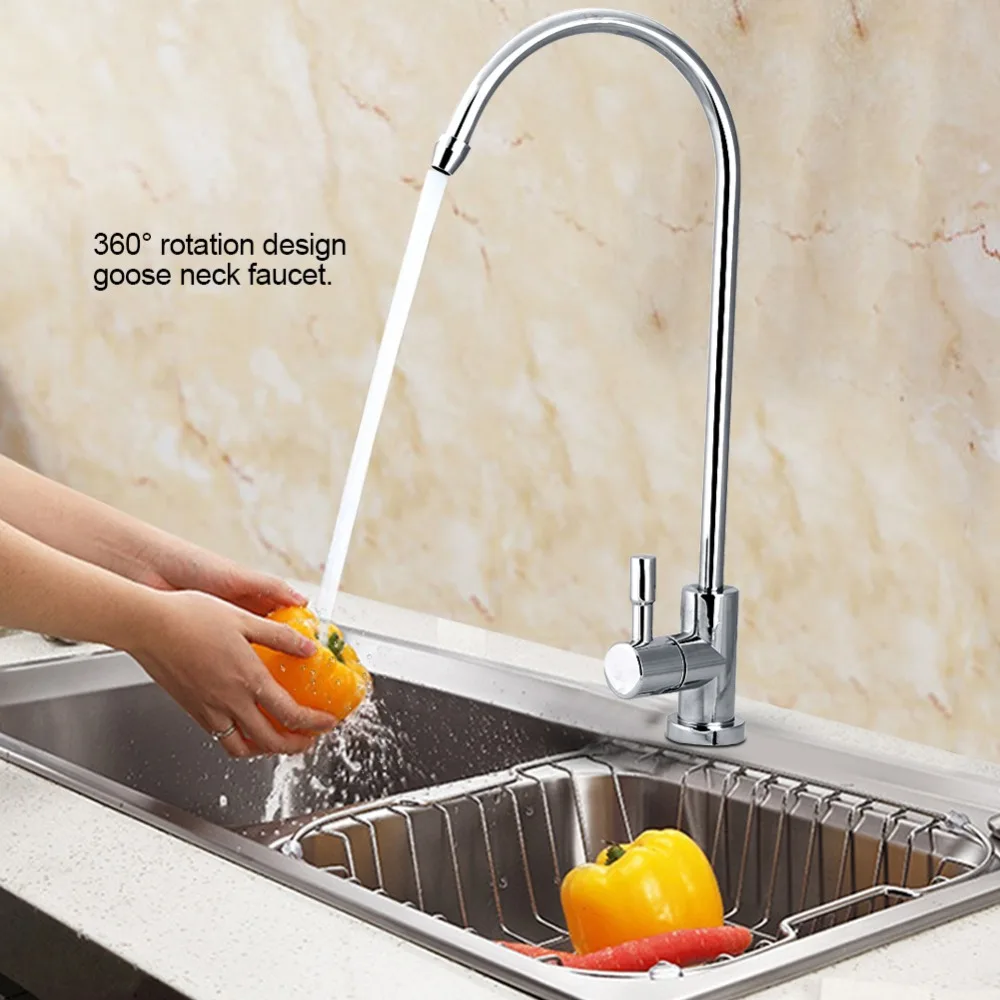 

1/4'' Stainless Steel Faucet Tap Kitchen Sink Faucet Chrome Reverse Osmosis Drinking Water Filter Tap Parts
