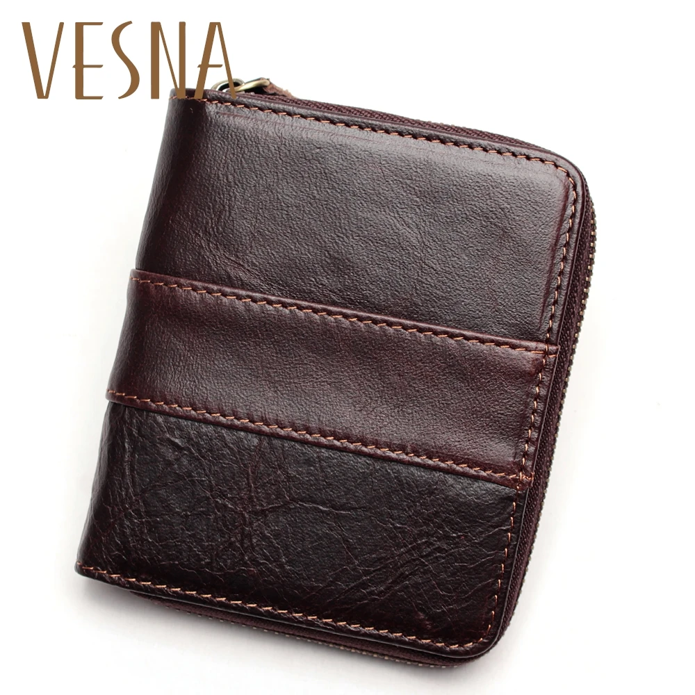

Vesna Genuine Leather Wallets Men Wallets Clutch Fashion Short Coin Purse Vintage Wallet Cowhide Leather Card Holder Coin Bag