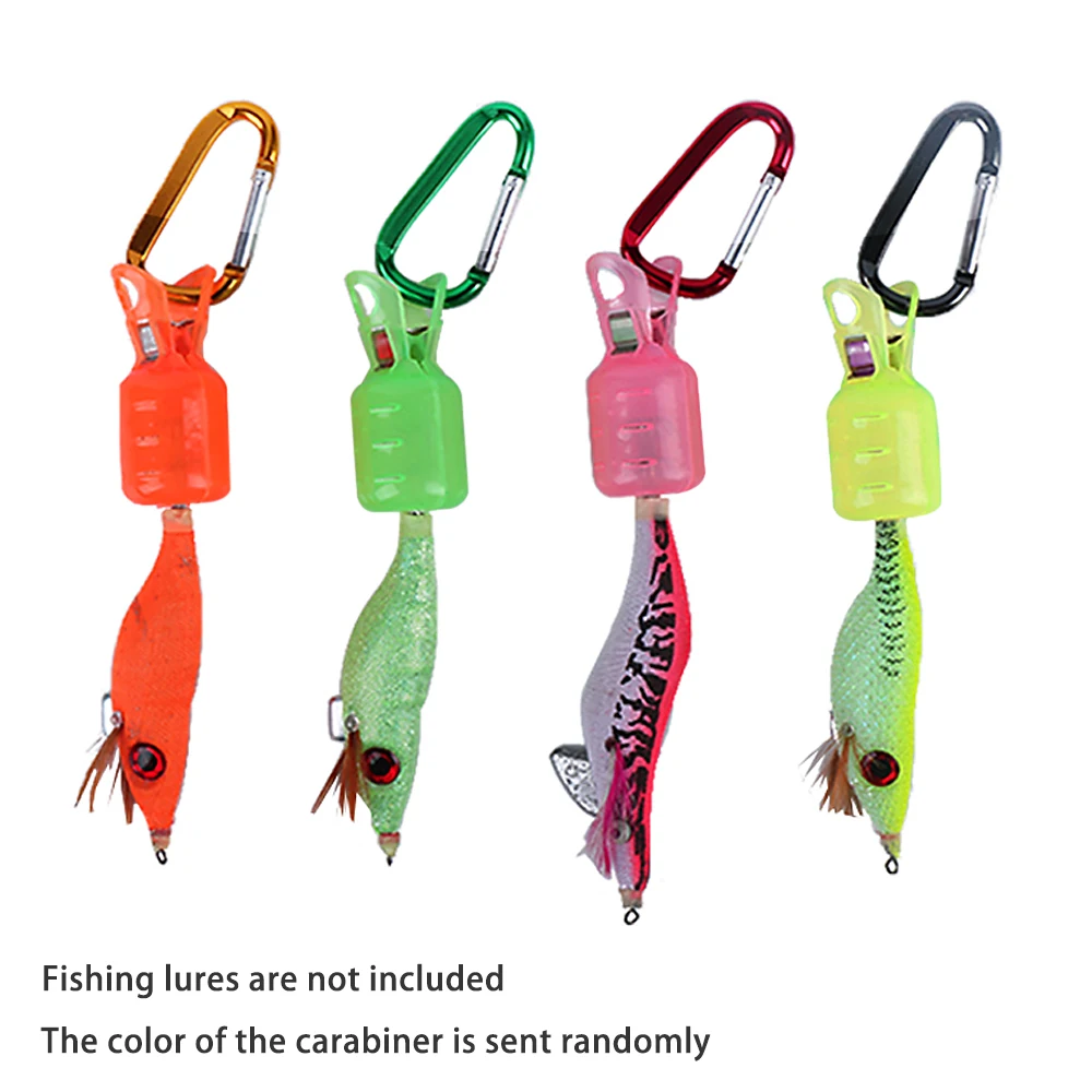 6Pcs Wood Shrimp Jig Squid Hook Caps Umbrella Hook Covers Protectors with Carabiner Clips New Fishing Tackle