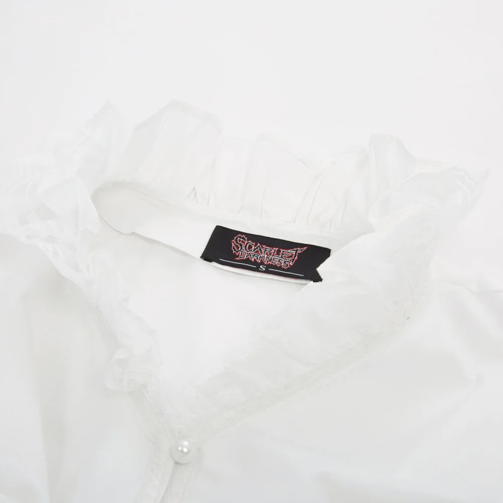 Осенняя Ретро рубашка для женщин Вечеринка Викторианский стимпанк готический рубашки с длинным рукавом Стенд корсет с воротником Топы со шнуровкой сорочка