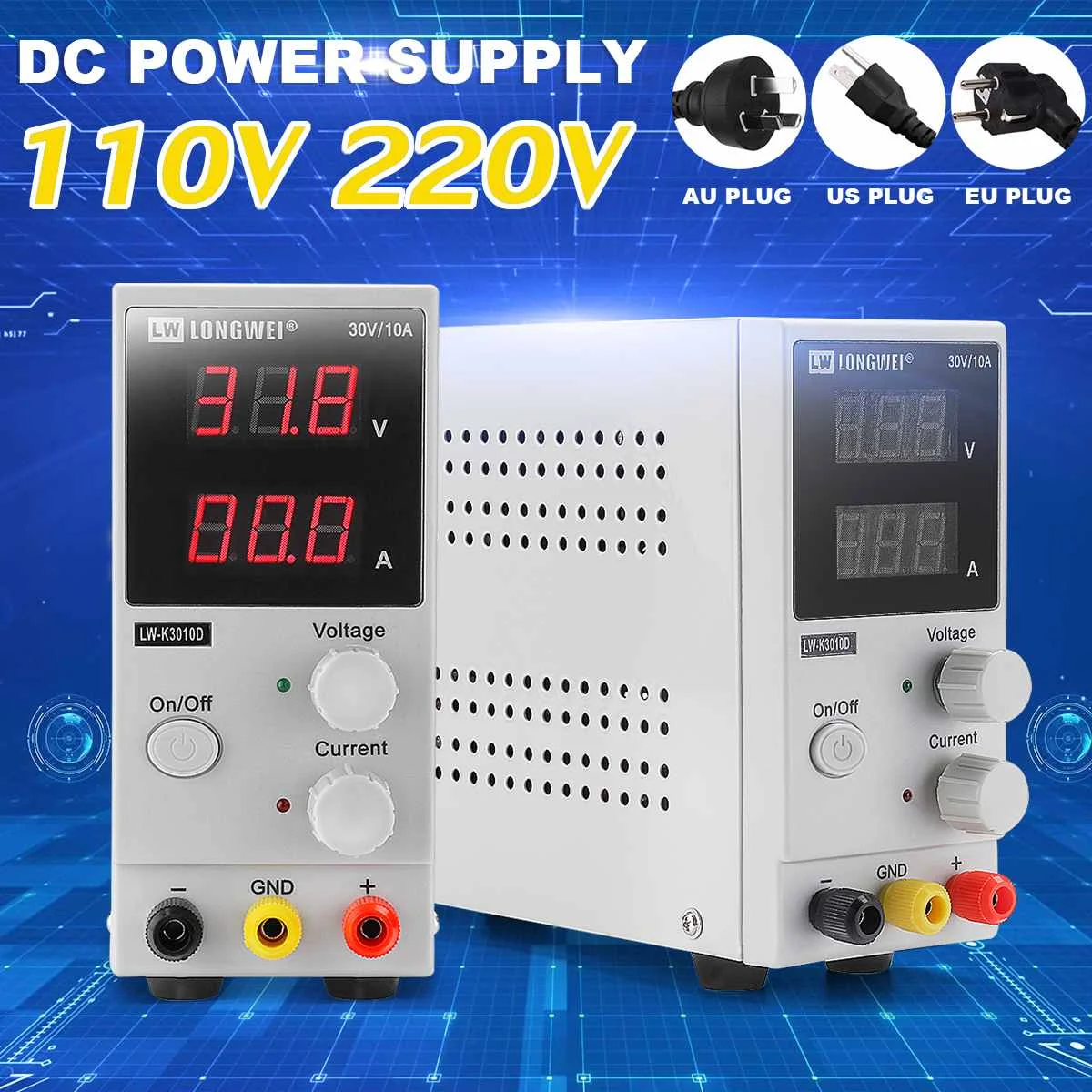 

110V/220V 0-30V 0-10A Adjustable Digital DC Power Supply Switching Power Supply DC Regulated Power Supply