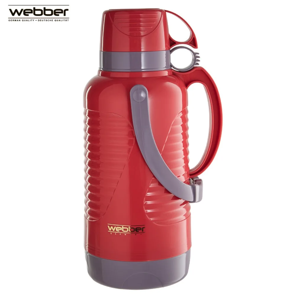 Термос вакуумная колба Webber 42002/8S 3,2 литра розовый с коричневым, со стеклянной колбой с узкой горловиной