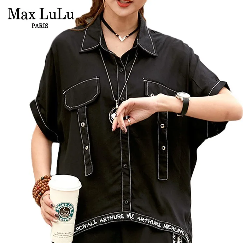 

Max LuLu 2019 Fashion Korean Style Ladies Summer Tops And Blouses Womens Punk Black Shirts Casual Blusas Female Vintage Clothes
