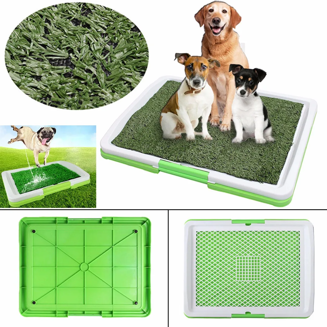 

47x34x6cm 3 Tire Puppy Dog Pet Grass Toilet Tray Potty Pee Pad Mat Tray Fake Grass Toilet With Tray For Indoor Potty Training