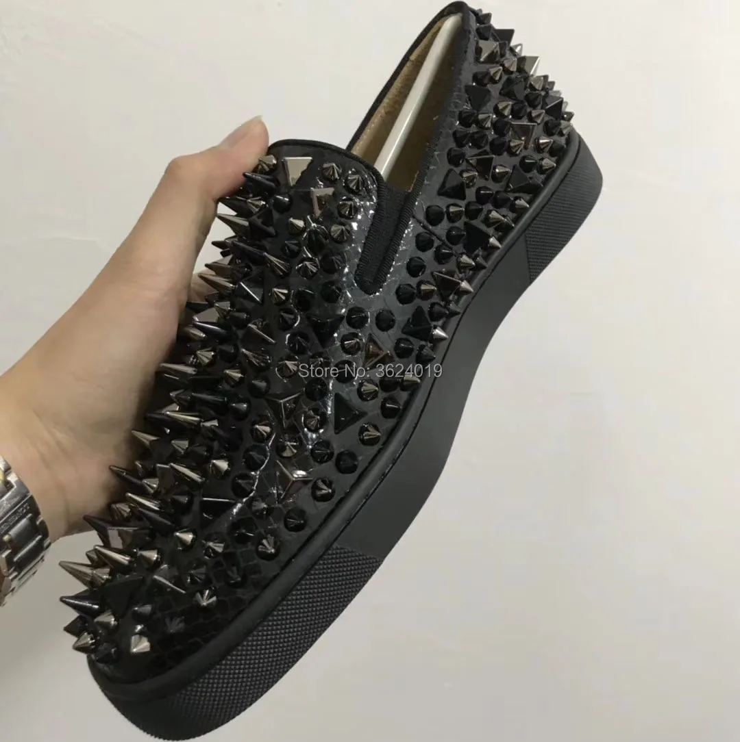 Sneakers Bas Chaussures Désordre En Rouge Mocassins Plat Andgz Slip Cut Mode Pour Cl Serpent Cuir De Verni Décontracté Low Rivet Homme Sur Noir thQsrCd