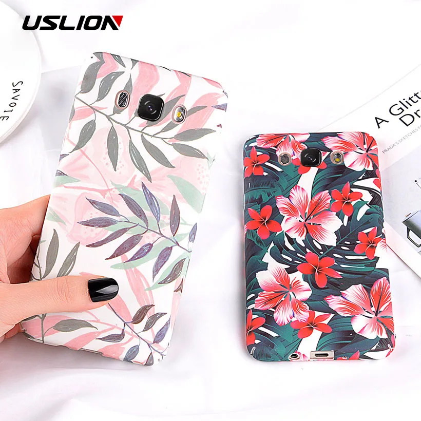 

USLION Phone Case For Samsung Galaxy S9 S8 Plus S7 Edge A8 A6 A7 A5 A3 J7 J5 J3 J2 Prime Note 8 9 Flower PC Full Cover Cases
