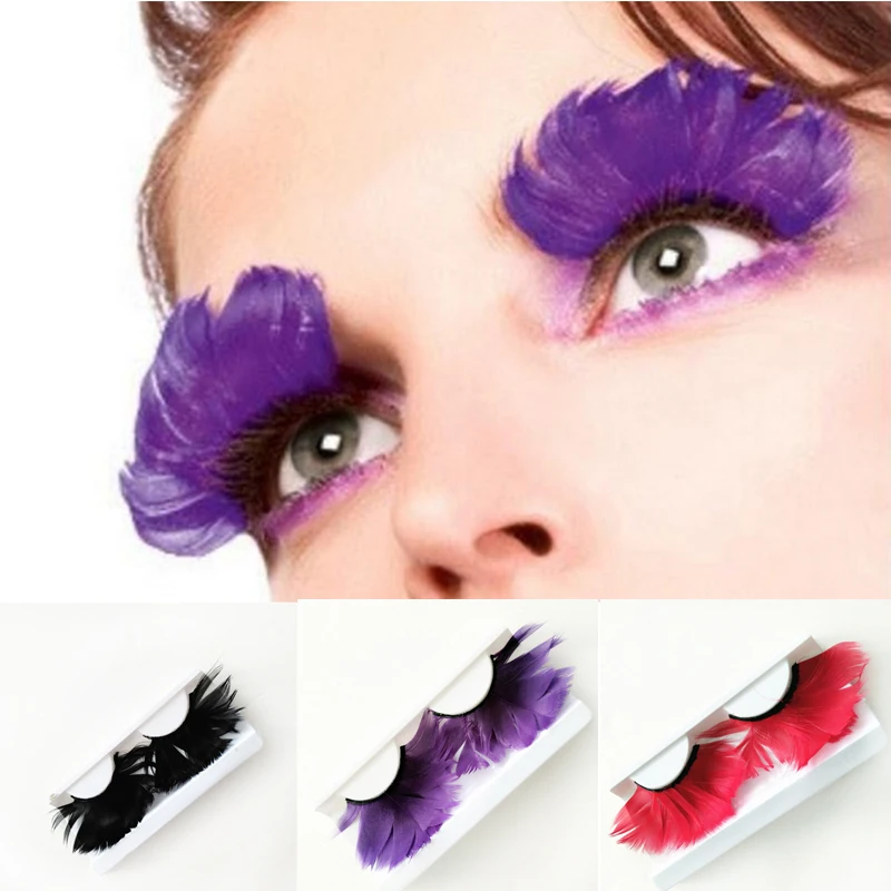 

Rakado 1 Pair Makeup Fake Eyelashes Natural Tapered Colored Terrier False Eyelashes 3D Eye Lashes Fashion Ball Smoke Messy Soft