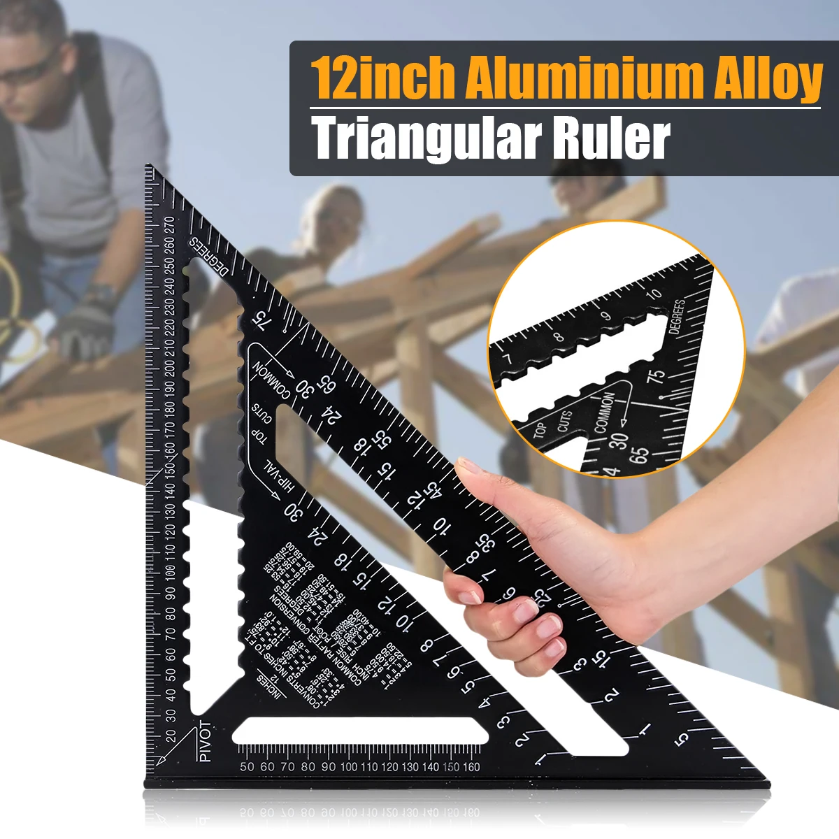 

12inch Aluminun Alloy Triangle Ruler Angle Ruler 90 degrees Protracto Speed Square Rafter Square Measuring Woodworking tools