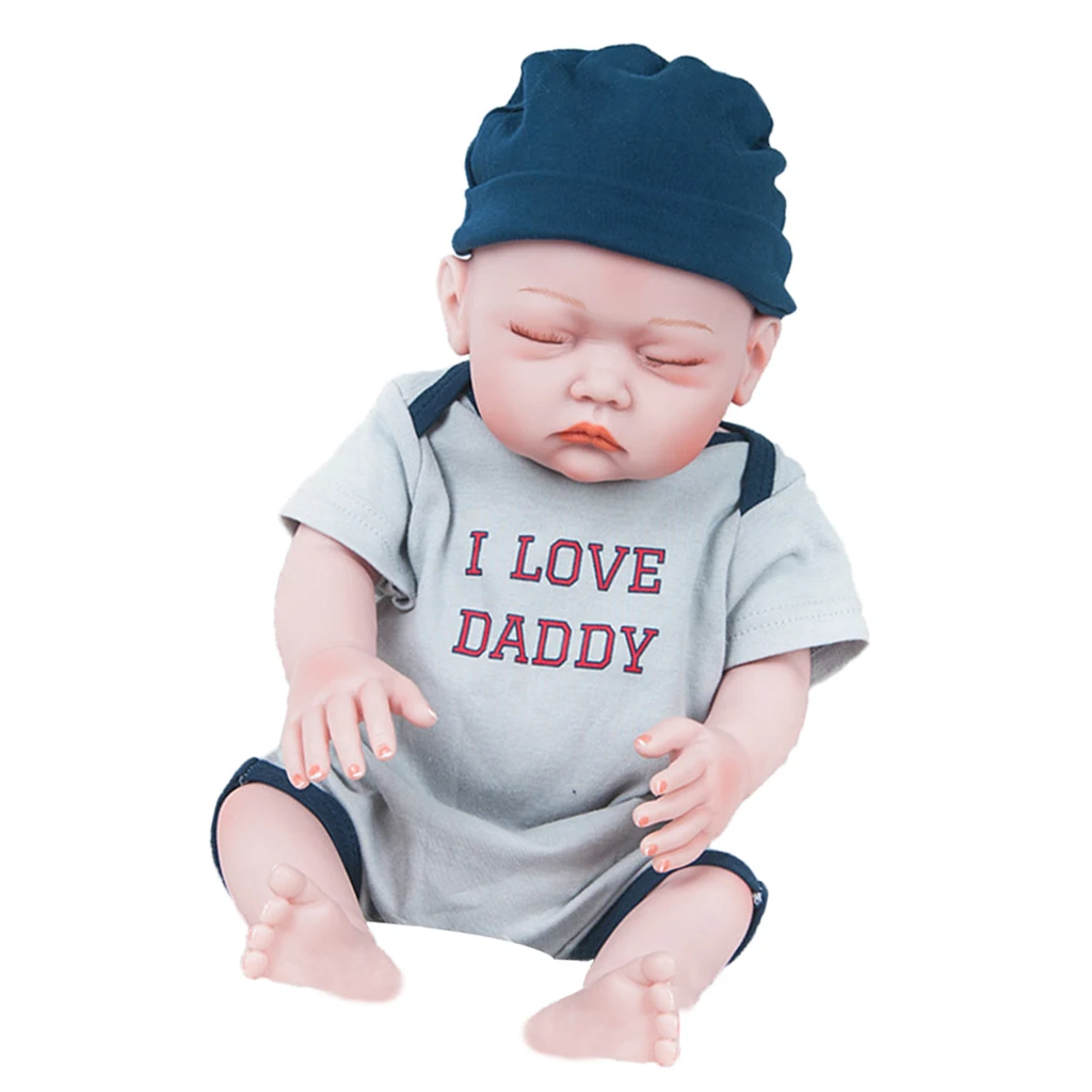 

52cm Cute Silicone Realistic Reborn Sleeping Baby Doll Full Body Model Gray Kids Gift