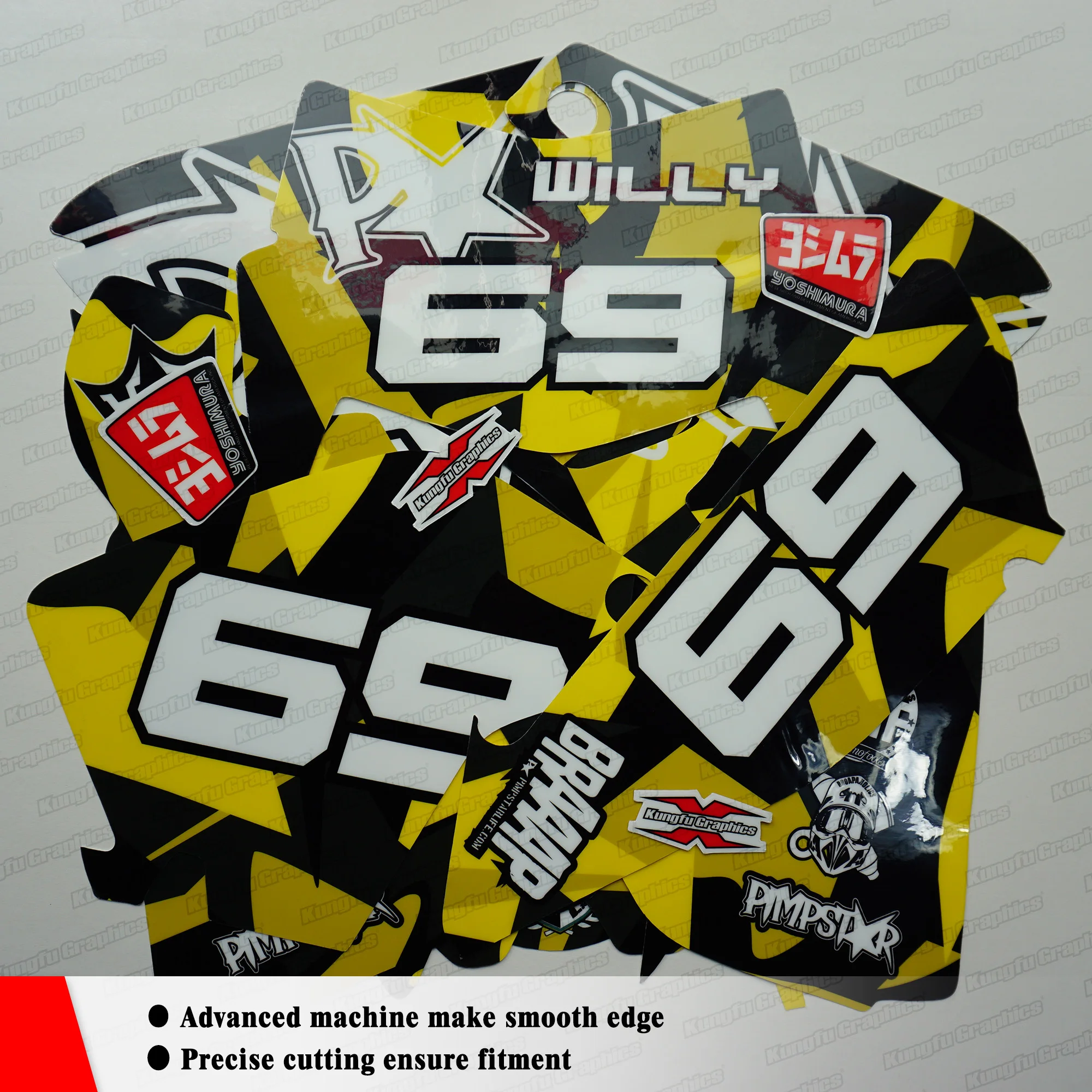 KUNGFU GRAPHICS Custom Vinyl Stickers Kit Vehicle Wraps for Yamaha YZF250 YZ250F YZF 450 YZ450F YZ250FX