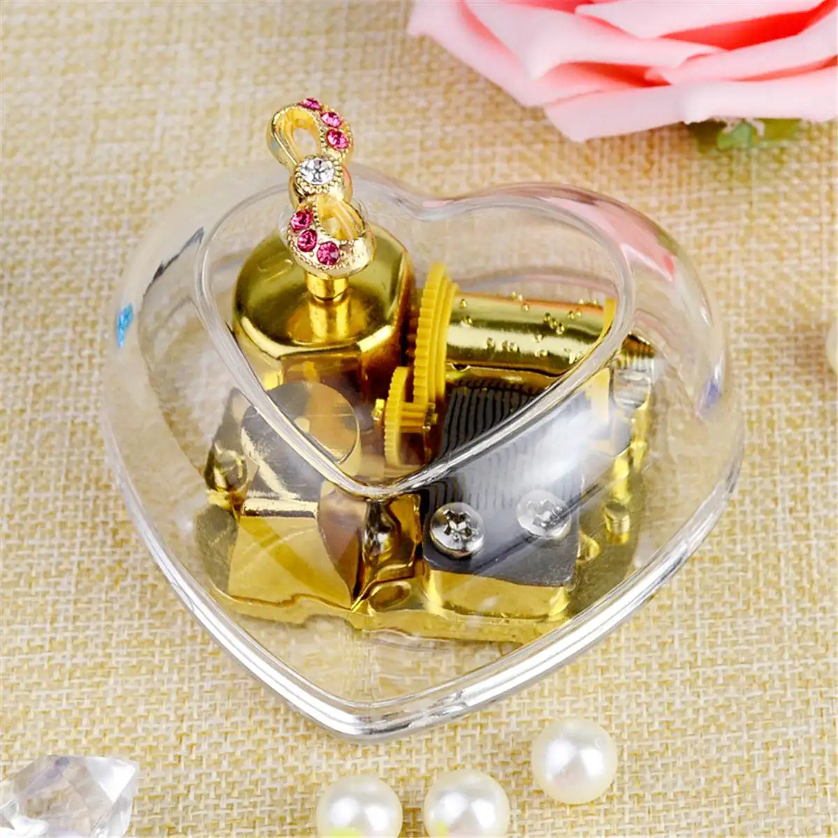 Heart Shape Wind Up Music Box Clockwork Musical Box Girls Kids