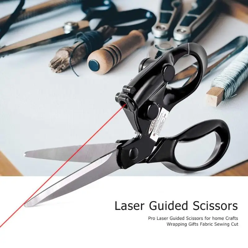 

Professional Laser Guided Scissors For home Crafts Wrapping Gifts Fabric Sewing Cut Straight Fast Scissor Shear