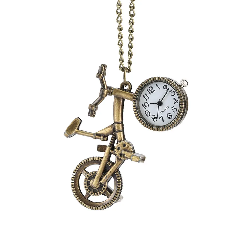 Fobs бронзовые байкерские карманные часы для мужчин и женщин Изысканные кварцевые карманные часы Креативный дизайн подарок для карманных часов
