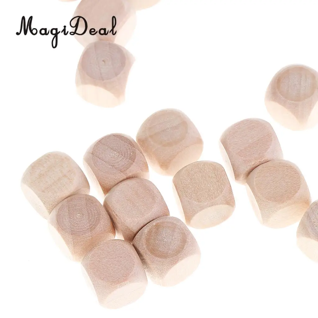 MagiDeal 100 штук деревянные пустые шестигранные кубики DIY для D & MTG DND настольные