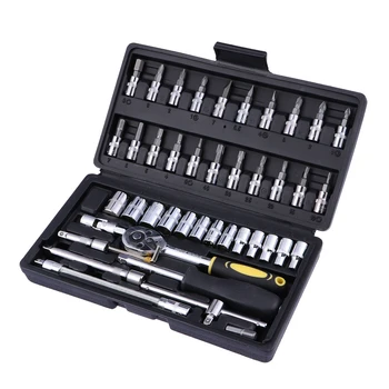 

46 Pcs Car Repair Tool Socket Set Anti-corrosion Chrome Finish Car Repair Wrench Combination Tools Kit Mixed Tool Set for Auto