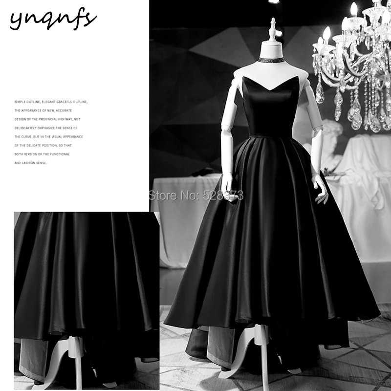 YNQNFS M162 Черное вечернее платье для выпускного вечера без рукавов атласный, высокий, низкий элегантное бальное платье для матери невесты