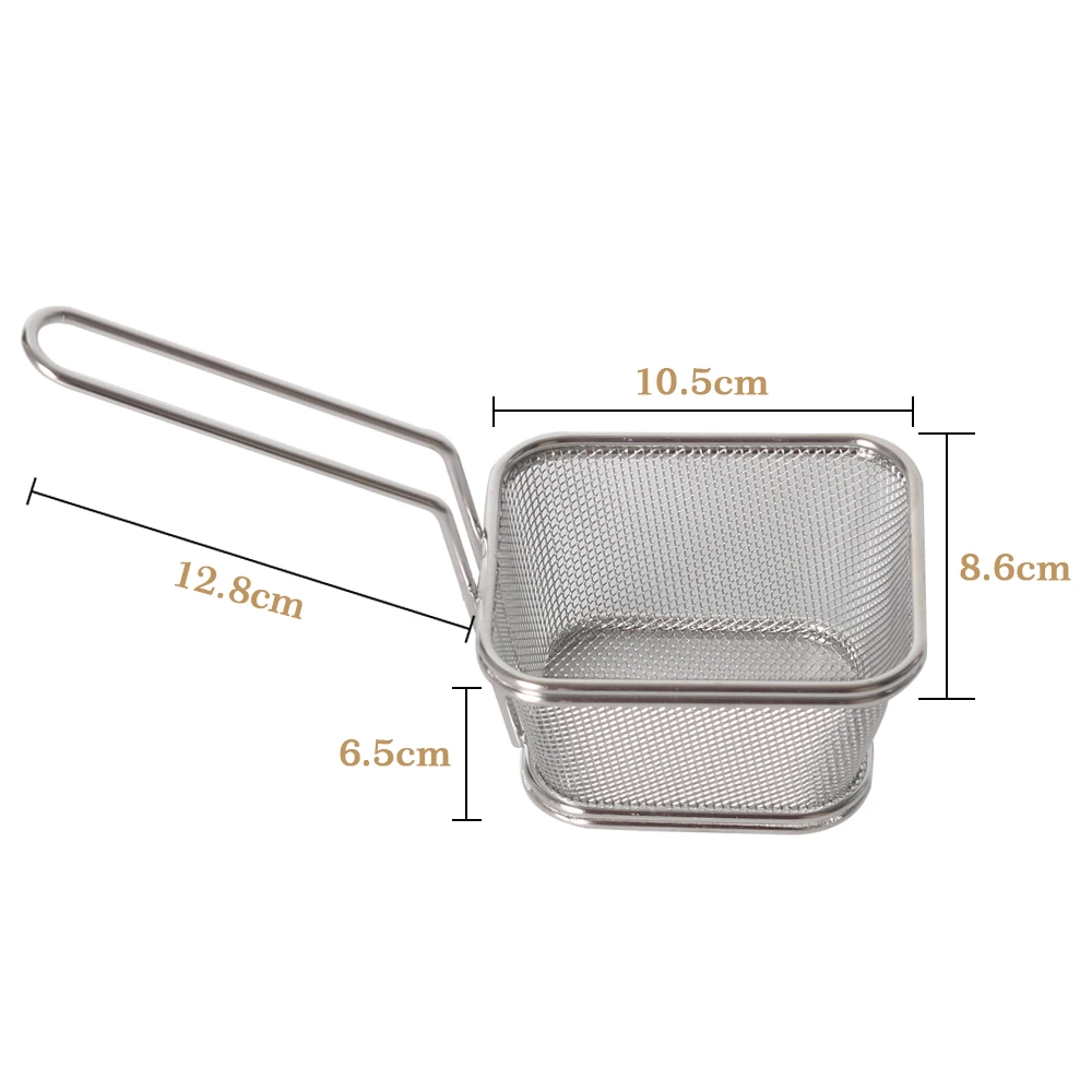 GZZT Mini Frying Basket Stainless Steel French Fries Basket Strainer Fryer Kitchen Cooking Chef Basket Kitchen Tools