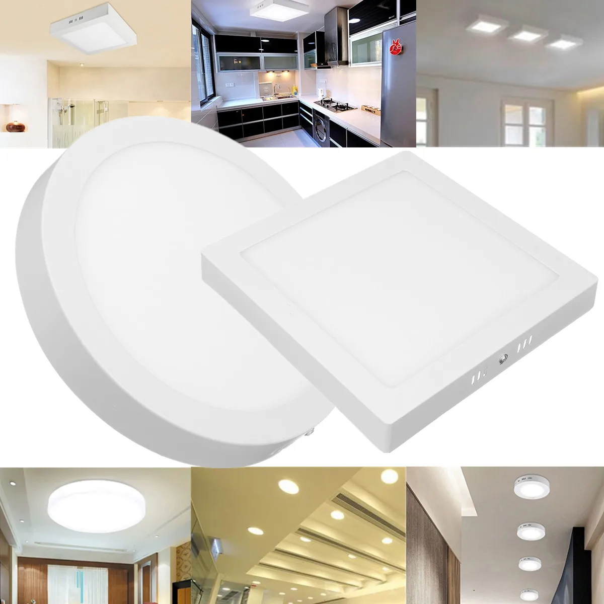 

18W 220V LED Ceiling Light Down light Spotlight Down Lamp Panel Cool White 6500K Round Square for Rooms Hotels Offices Aluminium