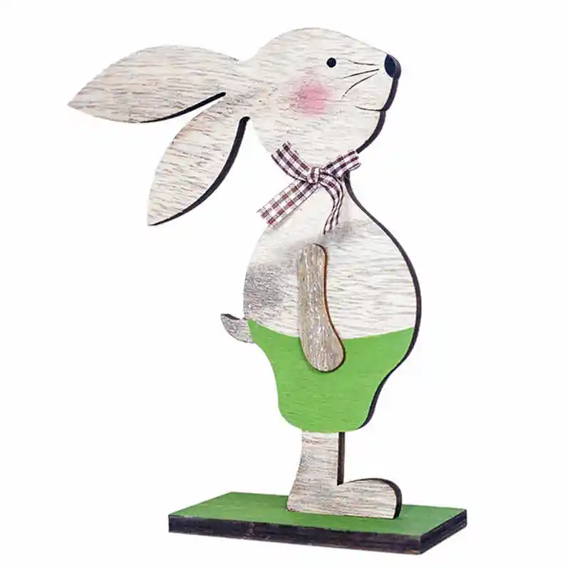Кролик из дерева украшения Nordic стиль для пасхального яйца Детская комната украшения дерево ремесло Детские игрушки Подарки 24DA