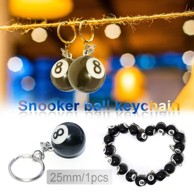 

Lucky NO.8 Billiard Pool Keychain Snooker Table Ball Key Ring Gift Keychain Snooker Game Key Chain Buckle Billiards Accessories