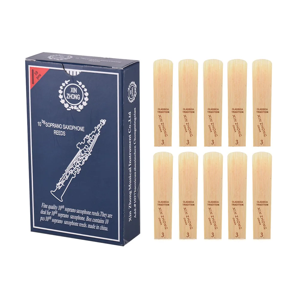 

10pcs/ Box Saxophone Reeds Normal Level Bb Soprano Saxophone Sax Reeds Strength 2.0/ 2.5/ 3.0 Woodwind Instrument Parts