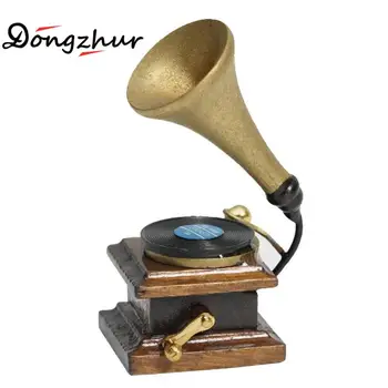 

Dongzhur Dollhouse Miniature 1:12 Furniture Mini Accessories Ultra-compact Retro Phonograph With Record DIY Miniature Doll House