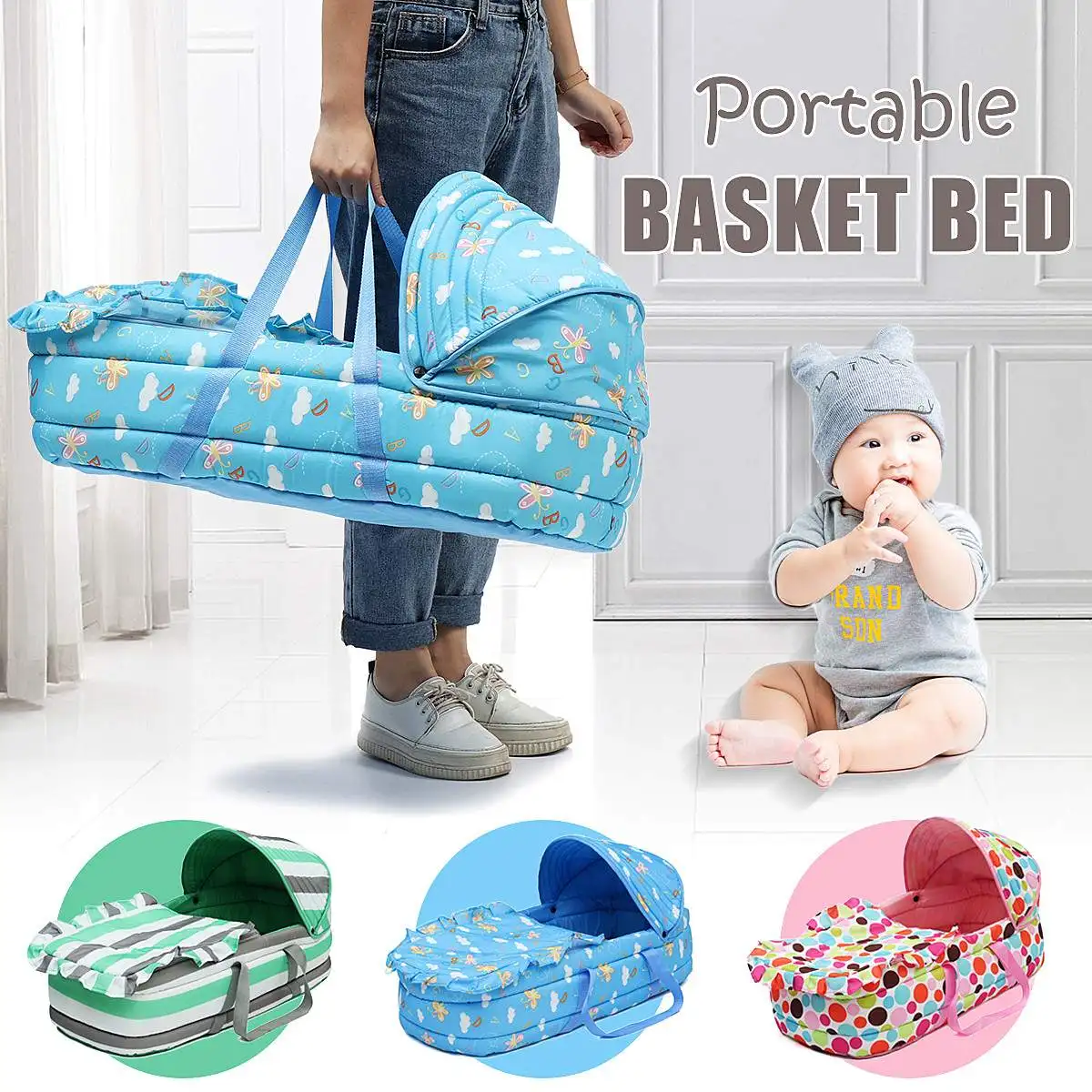 Portable Baby Bed Baby Bed for 0 8Month Baby Basket